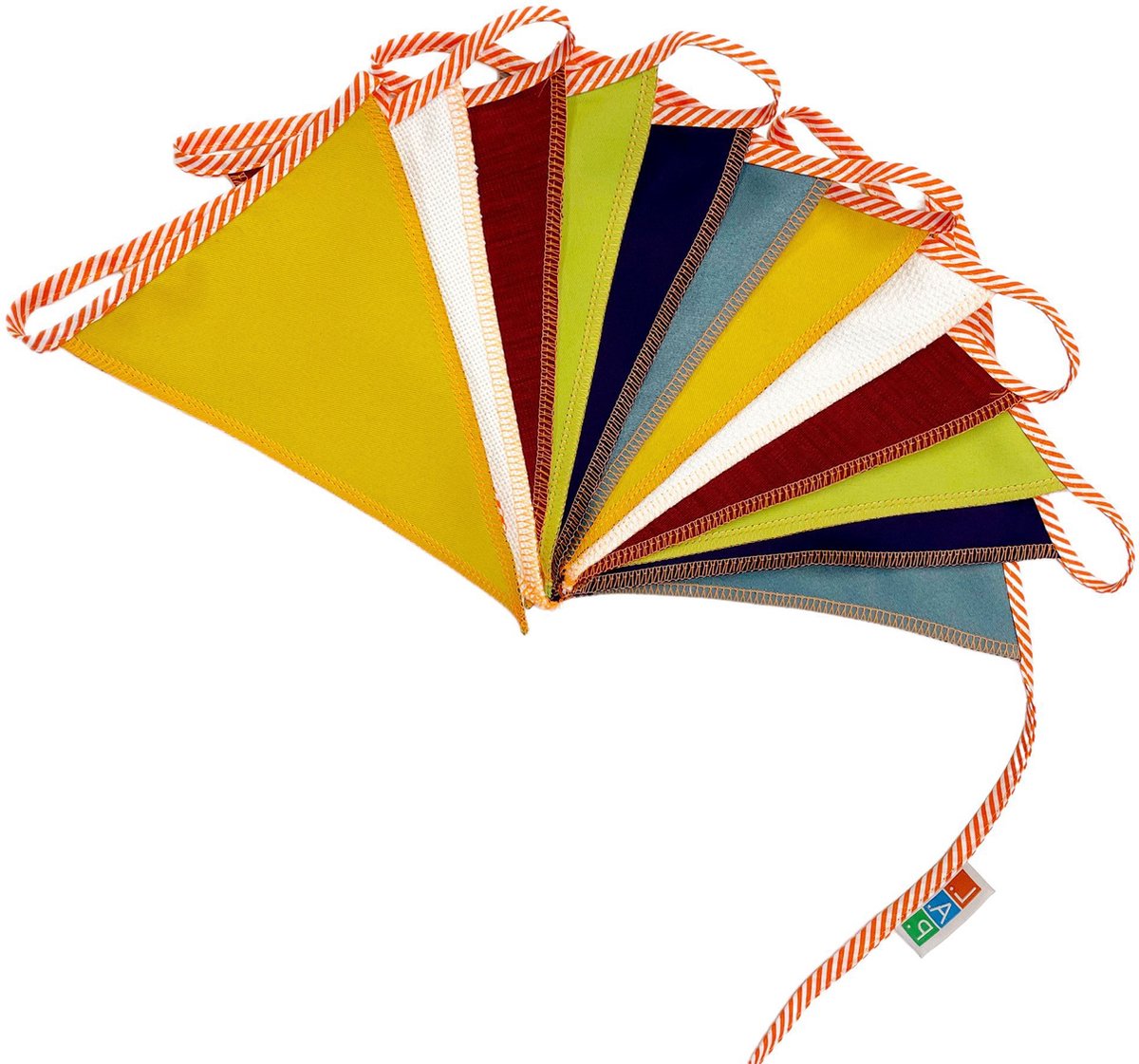 Vlaggenlijn Multicolor | 300 cm | stoffen vlaggetjes | duurzaam & handgemaakt